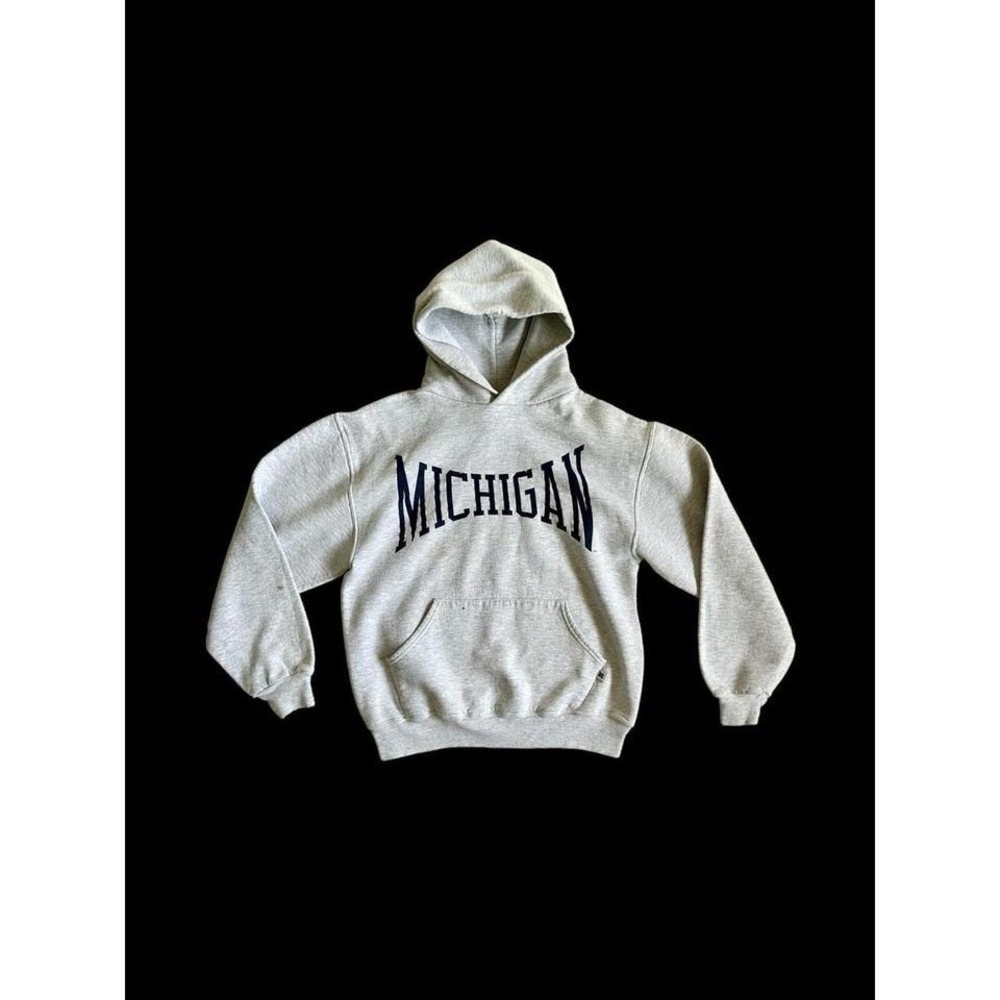 Russell Vintage Michigan Women's Hoodie Grey Navy Medium‎